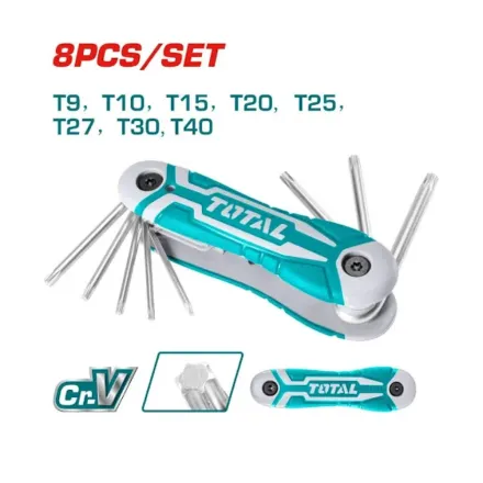 JUEGO 8 LLAVES ALLEN TIPO TORX T9 - T40 PLEGABLE