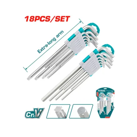 JUEGO BLISTER LLAVES ALLEN 18PZ LARGAS TIPO TORX/ALLEN  T10-T50 - 1.5-10MM