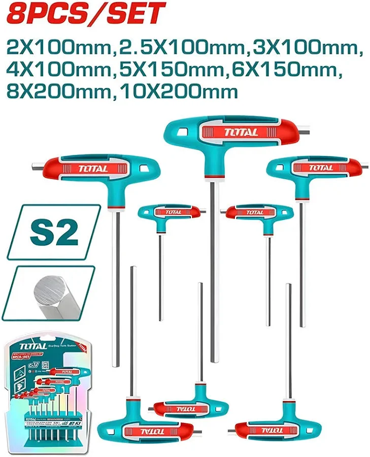 JUEGO DE LLAVES ALLEM CON MANGO EN T X 8PZS (TOTAL)