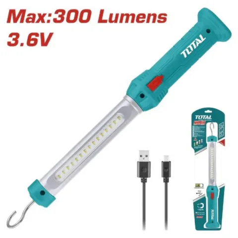 LAMPARA LED RECARGABLE 300 LUMEN 36V CON BASE MAGNETICA  BLISTER