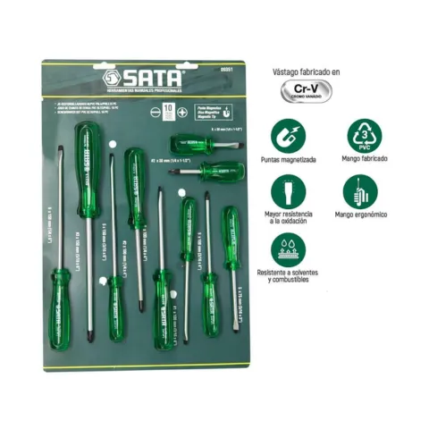 JUEGO DESTORNILLADORES M/PVC MIXTO 10pz