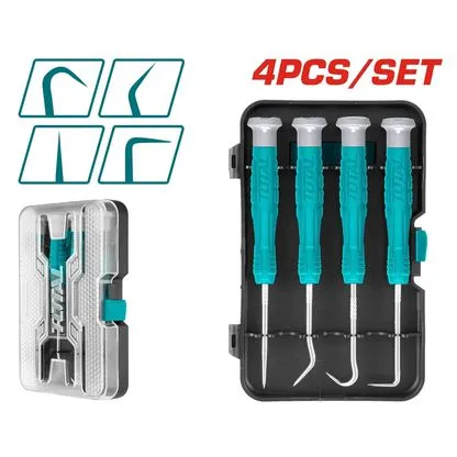 JUEGO 4 GANCHOS DE PUNTAS PARA REMOVER SELLOS CAJA PLASTICA 