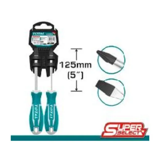 JUEGO 2 DESTORNILLADOR CR-V.  PALA 6,5 -PH 2 LARGO 125MM PUNTA MAGNETICA